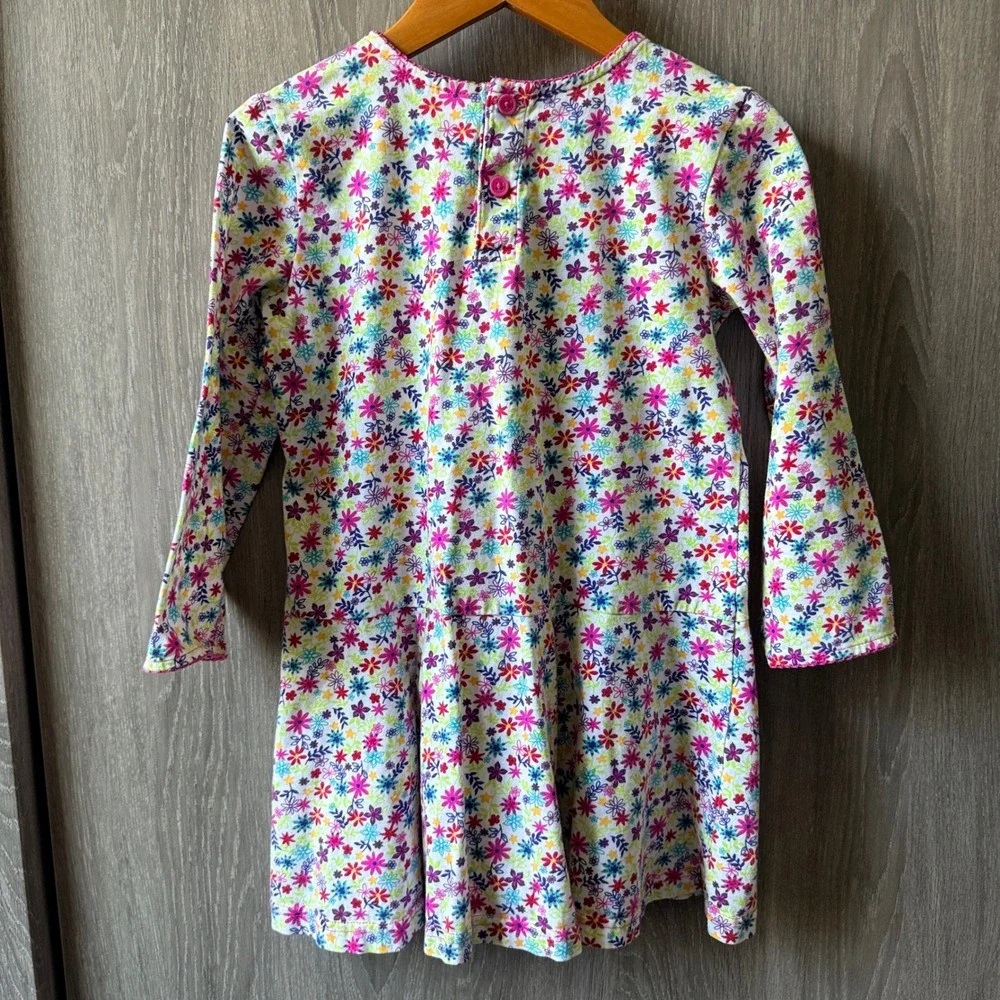Hanna Andersson Floral Dress Girls 110 5 Multi Color Long Sleeve Cotton Playwear